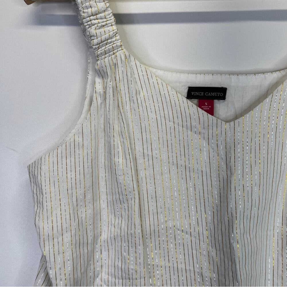 Vince Camuto Ivory Metallic Stripe Tank Top - Picture 4 of 10